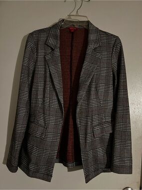 Women  Black & Gray Plaid Blazer